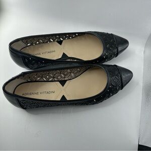 Adrienne Vittadini Black Lattice Cutou Flats Size 7.5 New no box